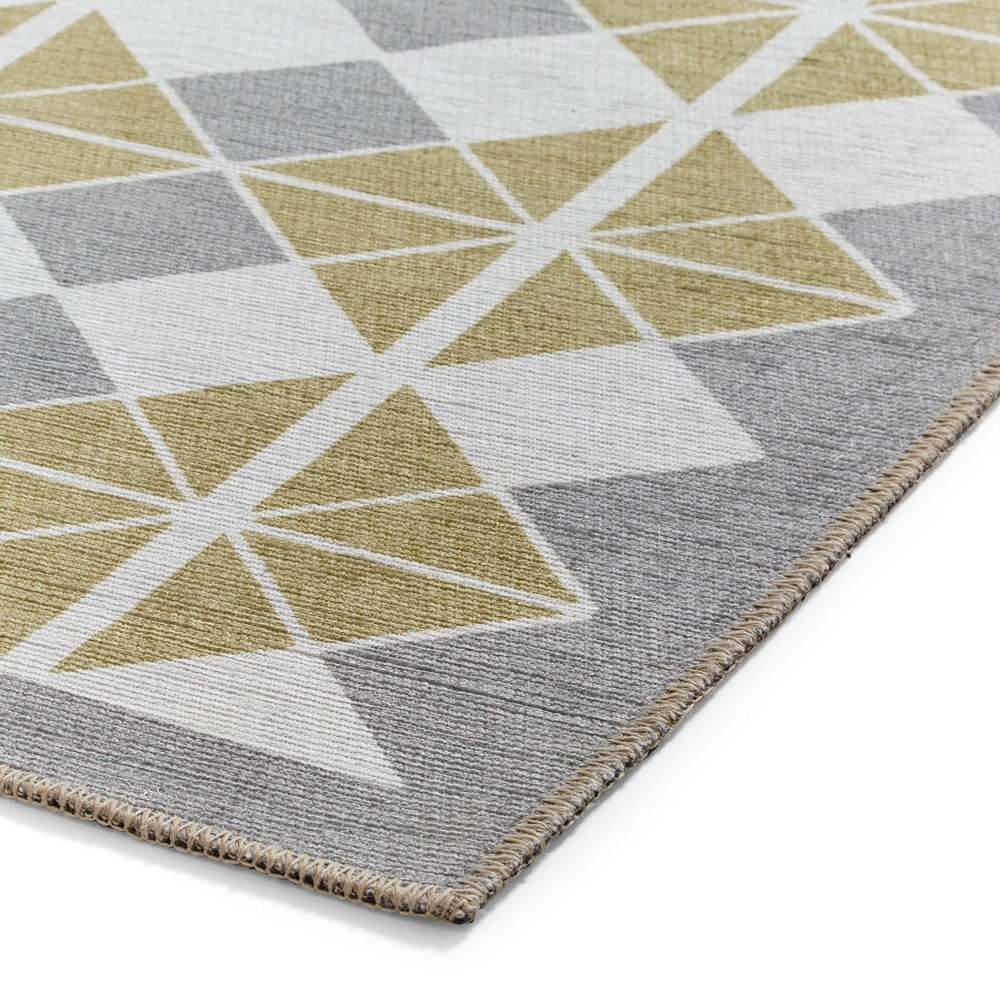 Victoria H1184 Modern Geometric Washable Rugs in Grey Yellow